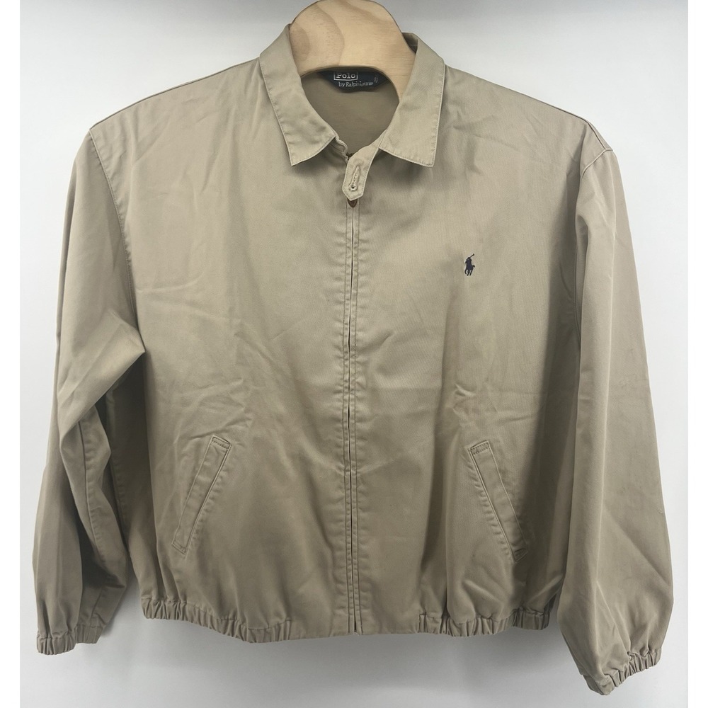 Vtg Polo Ralph Lauren Harrington Jacket Mens XXL Cotton Beige Tan Khaki